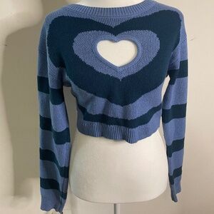 Striped Sweater with Heart Shaped Cutout